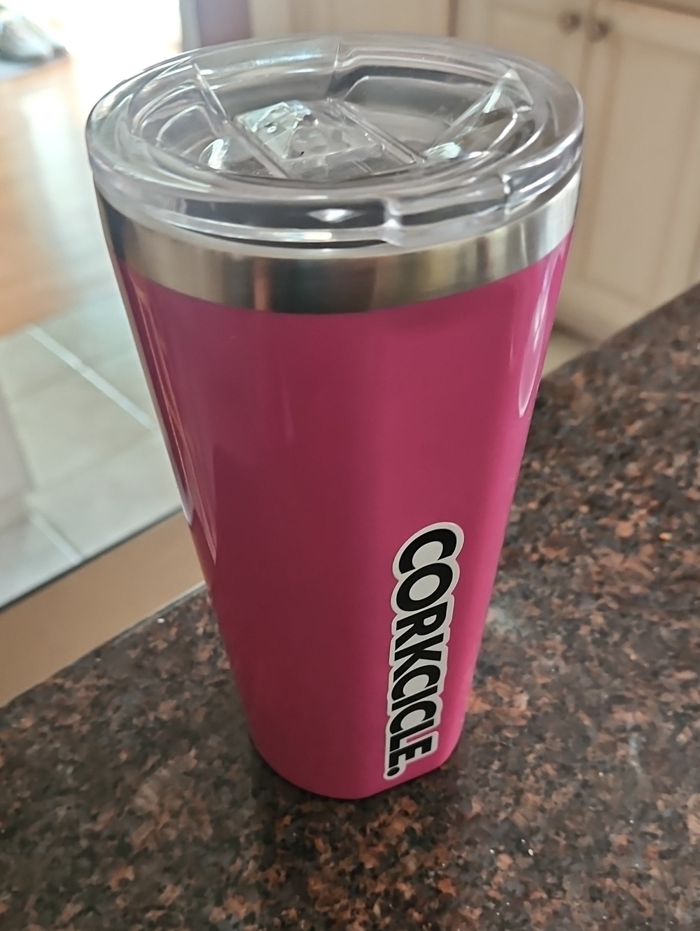 Corkcicle Magenta Travel Tumbler with Clear Lid
